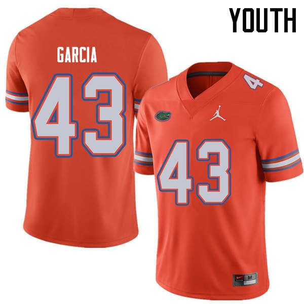 Youth NCAA Florida Gators Cristian Garcia #43 Stitched Authentic Jordan Brand Orange College Football Jersey UVG7865VN